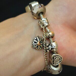 Silver Bundle Heart Charm Bracelet